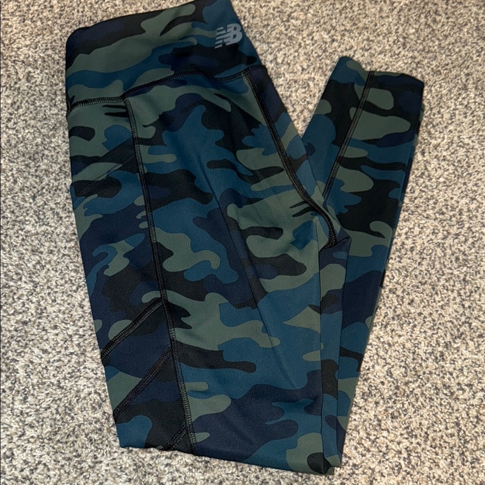 New Balance Blue and Green Camo Leggings